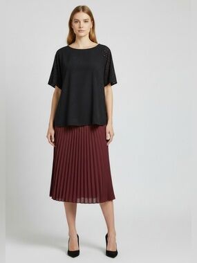 Banana Republic Black Short Sleeve Eyelet Top